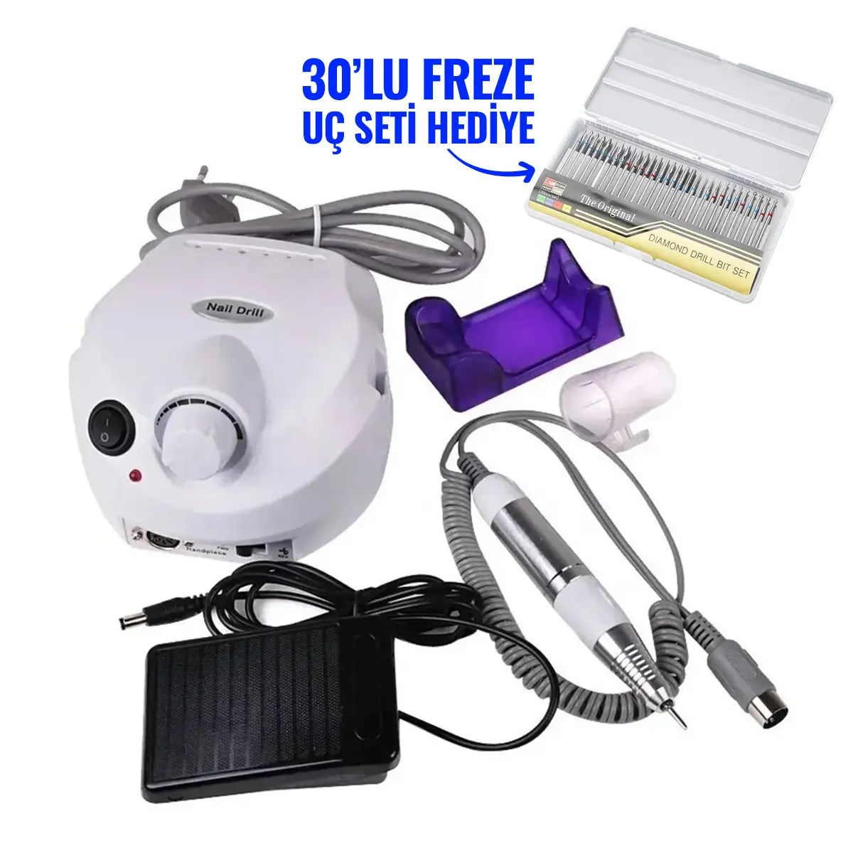 Ailika Nail Master Profesyonel Protez Tırnak Törpü Makinesi Cihazı Seti (35.000 RPM)