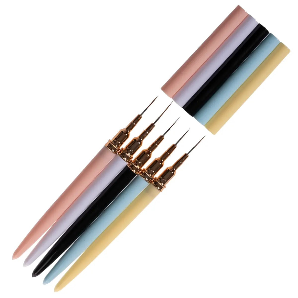 Profesyonel 5'li Kapaklı İnce Çizgi (Liner) Nail Art Fırça Seti NL-0646