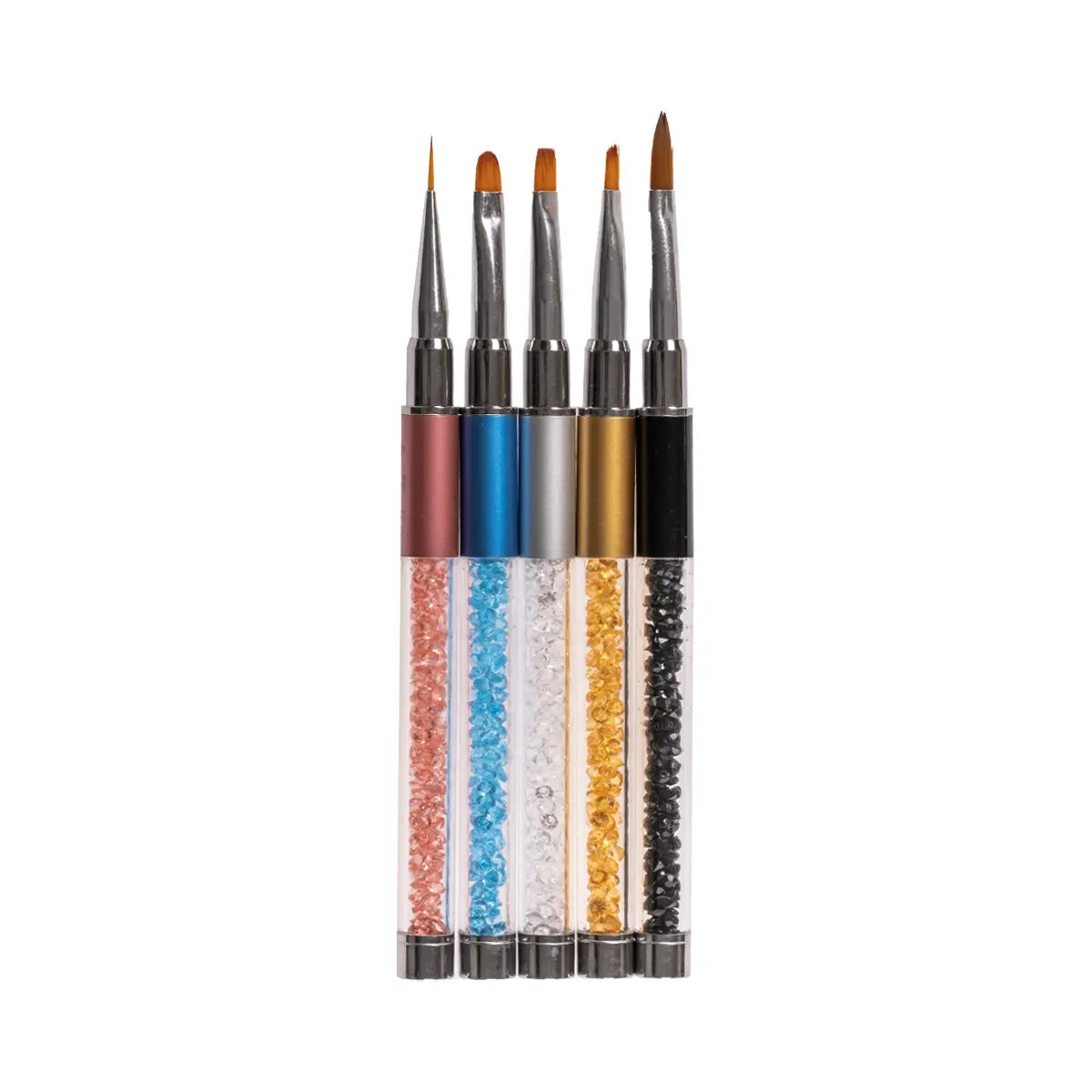 5'li Kristal Taşlı ve Kapaklı Nail Art Fırça Seti NL-0662